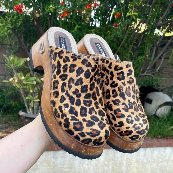 vintage leopard platform clogs size 8 - Picture 3 of 4